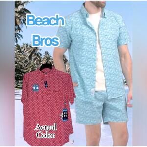 BEACH BROS. Men's 2 Piece Swim Set Size S Red 4-Way Stretch Quick Dry